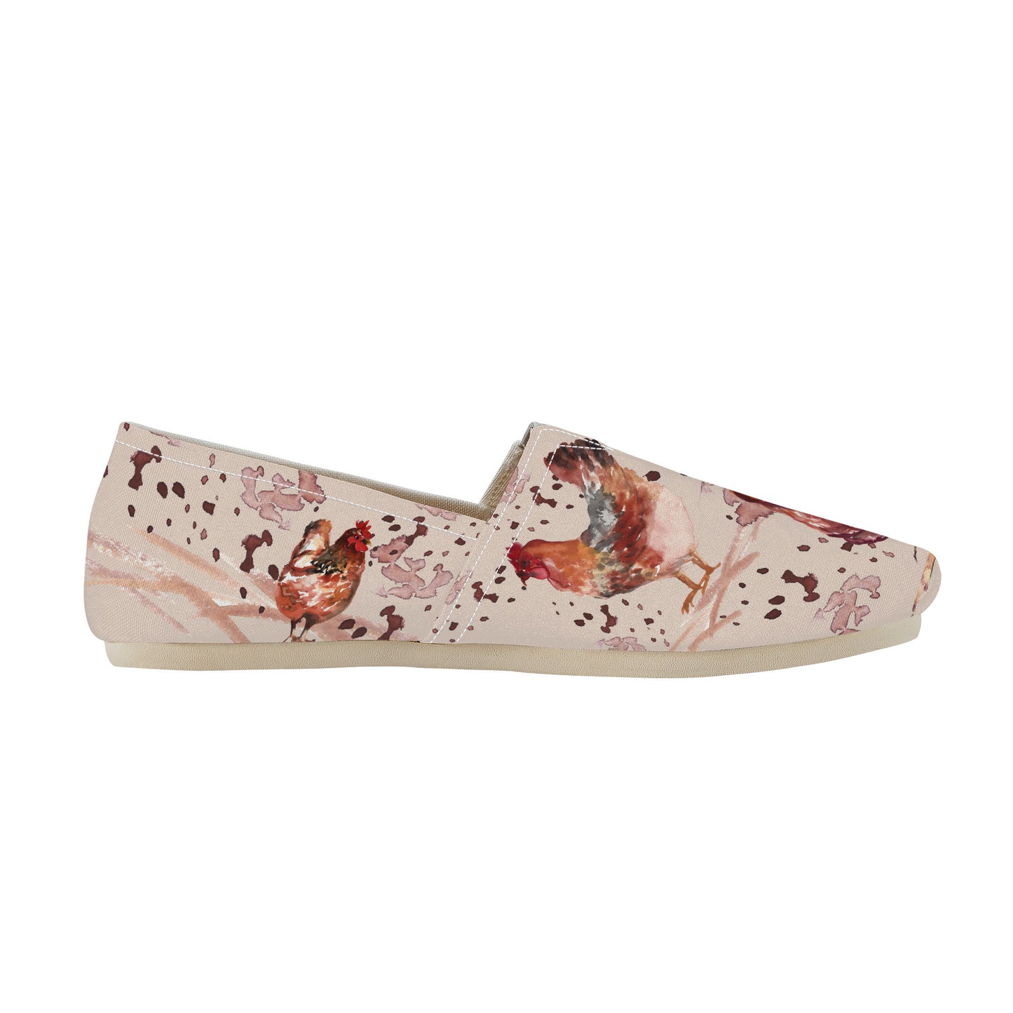Chicken Watercolor Print Casual Flat Driving Shoe