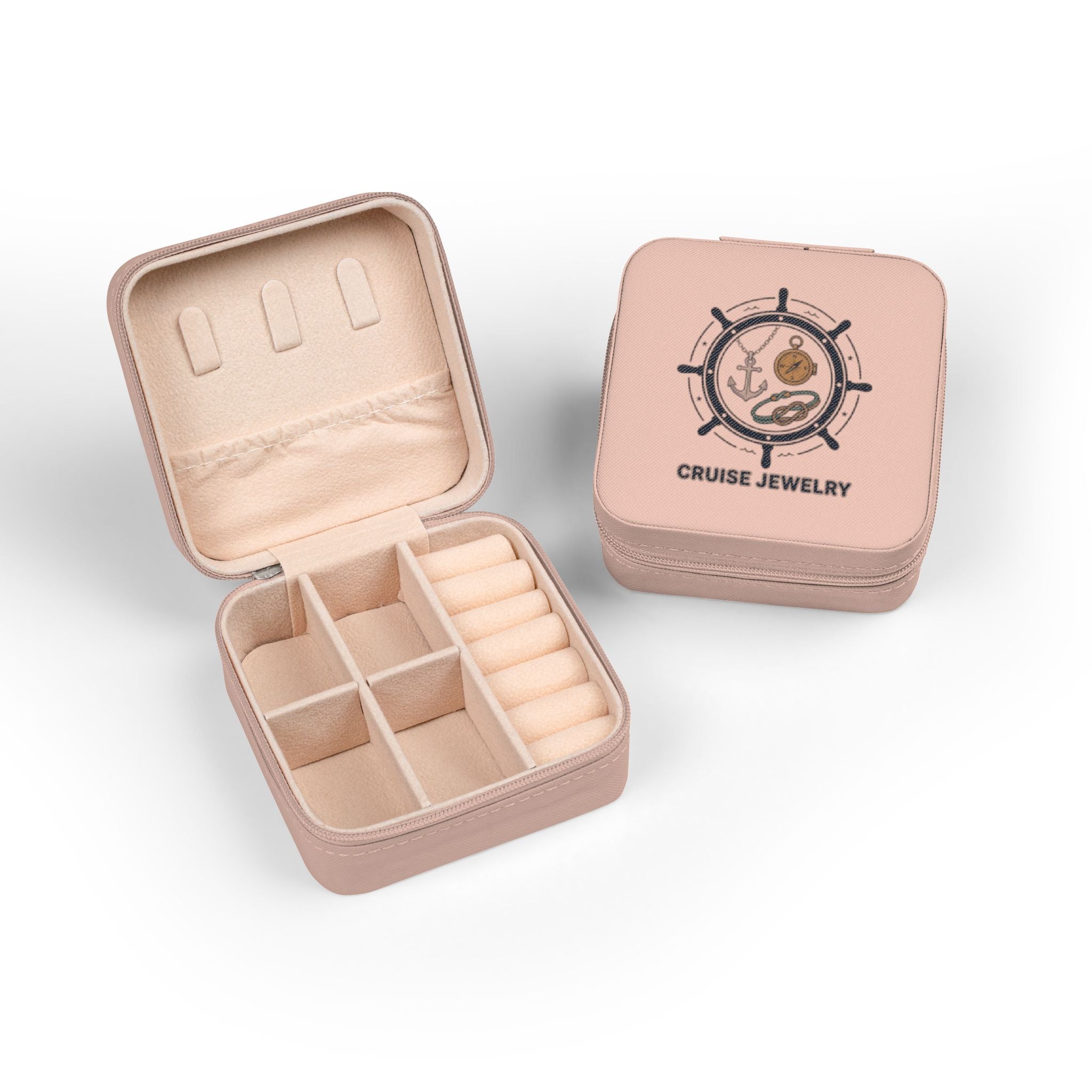 Cruise Jewelry Travel Case — Compact Pink Necklace & Earring Organizer