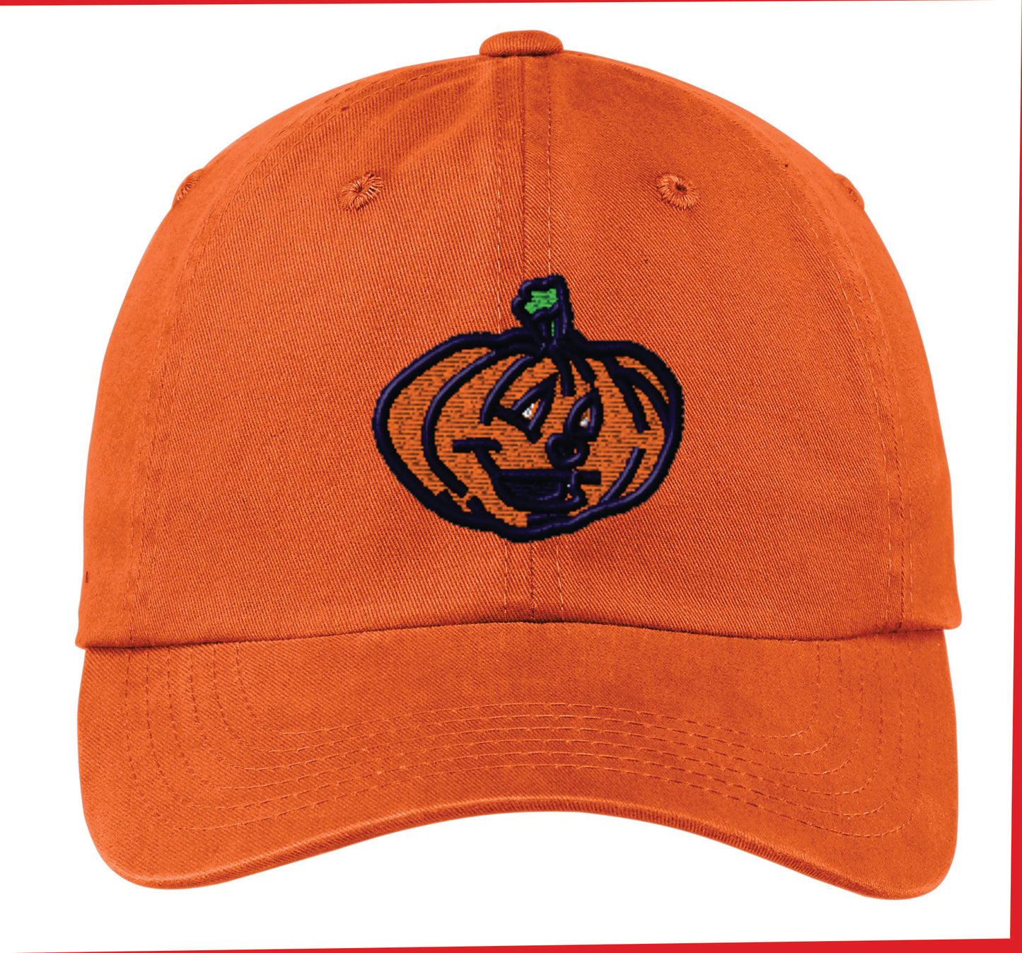 Pumpkin Embroidered Pigment Dyed Cap