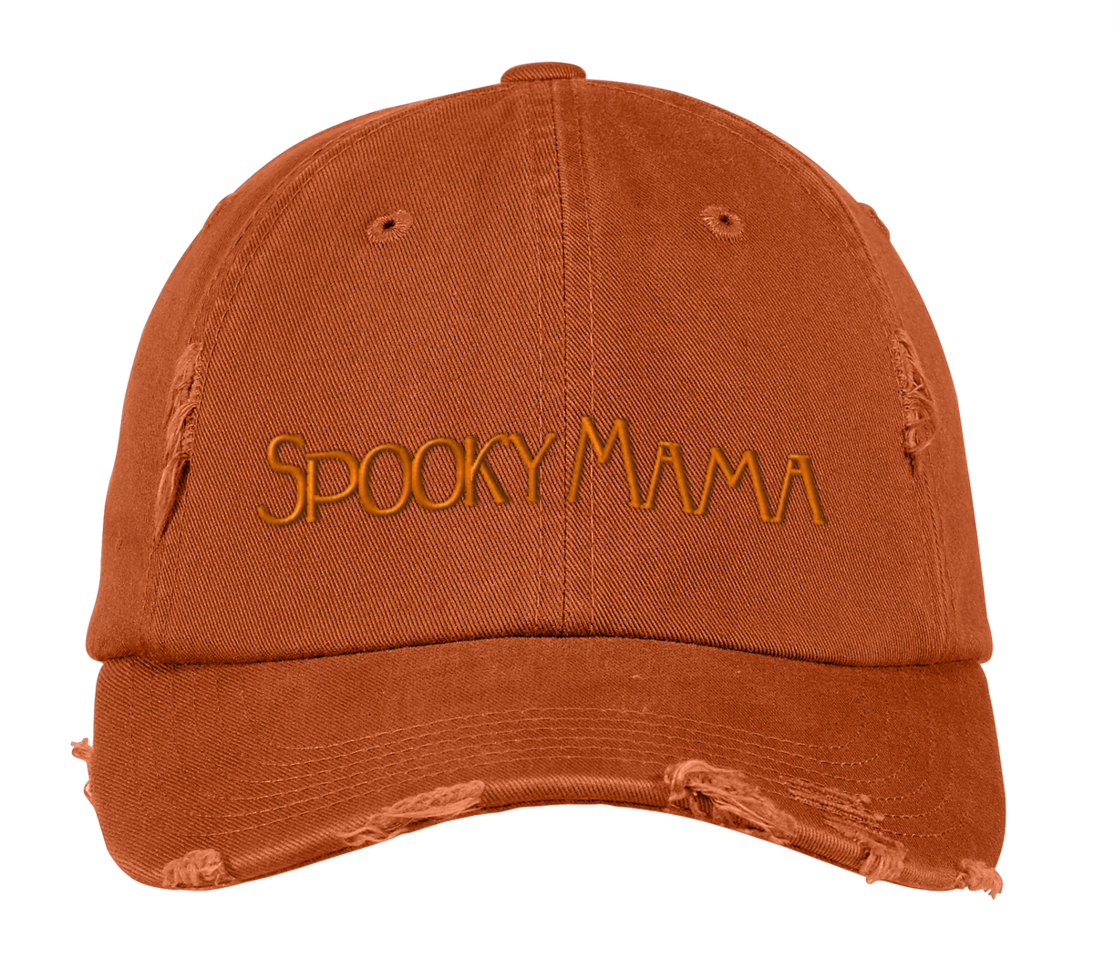 Spooky Mama Embroidered Distressed Twill Cap